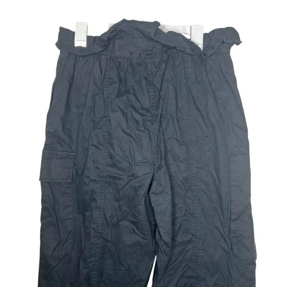 NEW Future Collective Jenny K. Lopez Fold Over Cargo Pants Black 10
